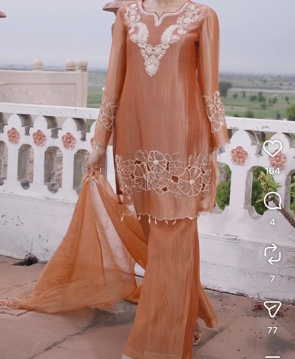 Rust Radiance Embroidered Palazzo Set