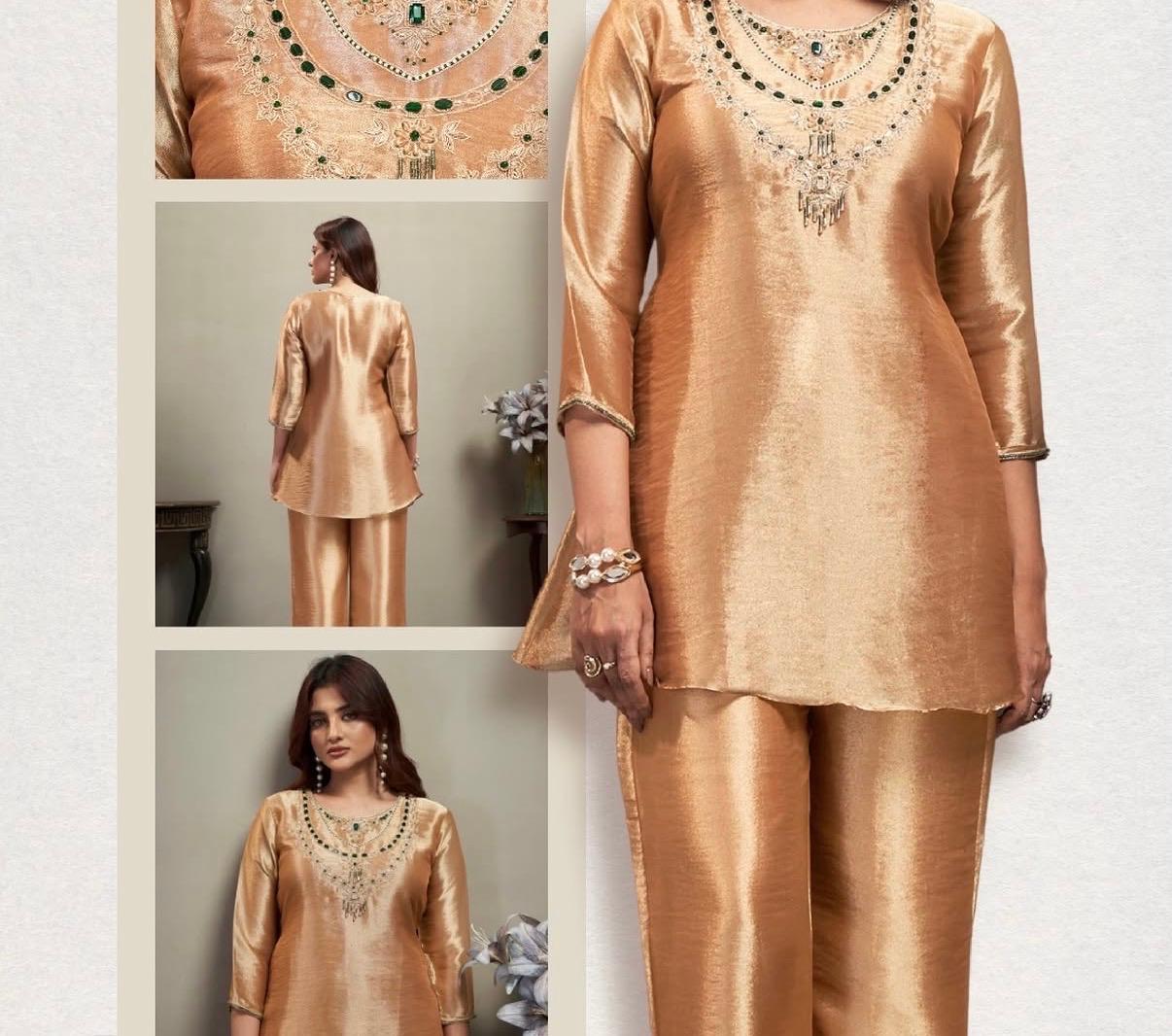Gilded Copper Silk Co-ord Set